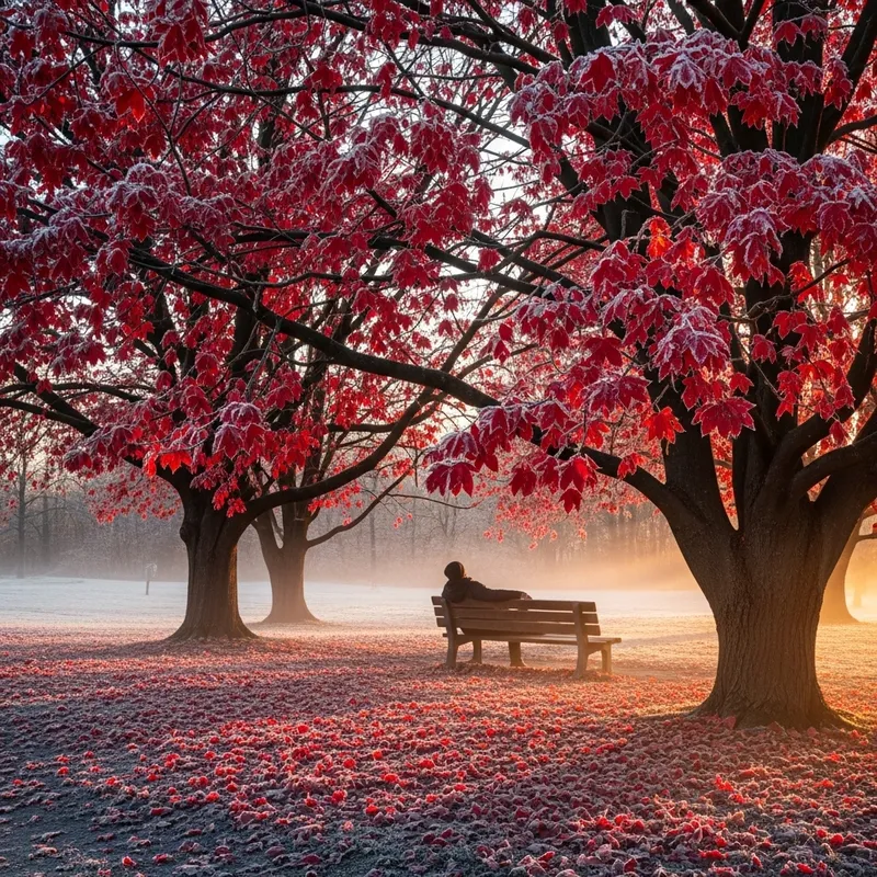 Maple Forest Love Seat: Red Leaves In Late February