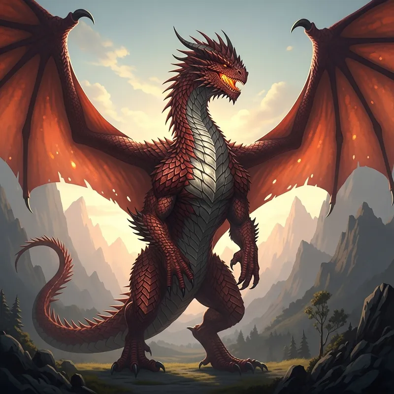 Majestic Red Dragon in Stunning Landscape