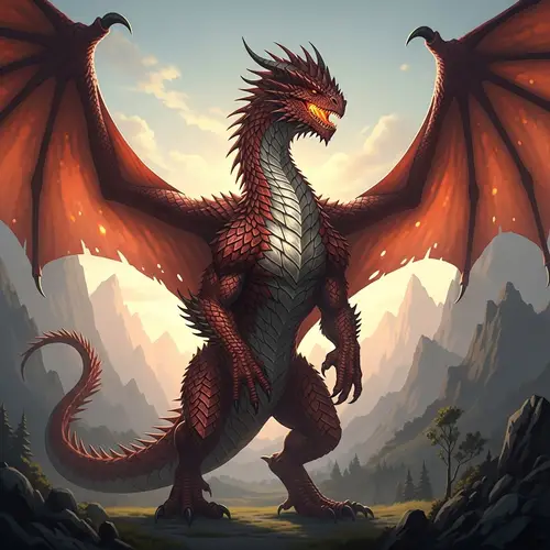Majestic Red Dragon in Mountain Landscape | Incredible Scene