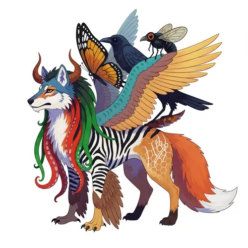 Fantasy Animal Digital Art with Vibrant Colors and Animalistic Features