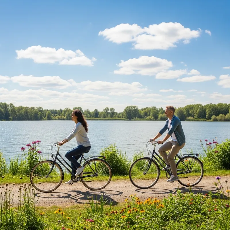 Tranquil Lake Bike Ride Scene