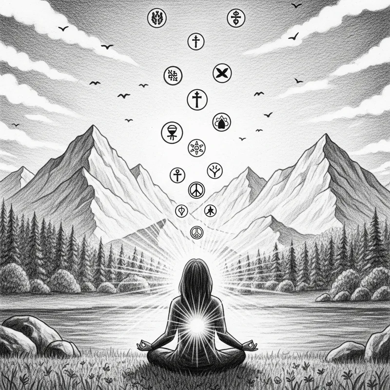 Spiritual Self Drawing: Inner Peace Poster & Embracement Spiritual Self Drawing: Inner Peace Poster & Embracement