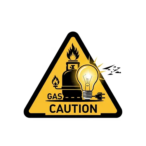 Energy Logo Design: Gas Cylinder, Electrical Bulb, Safety Sign