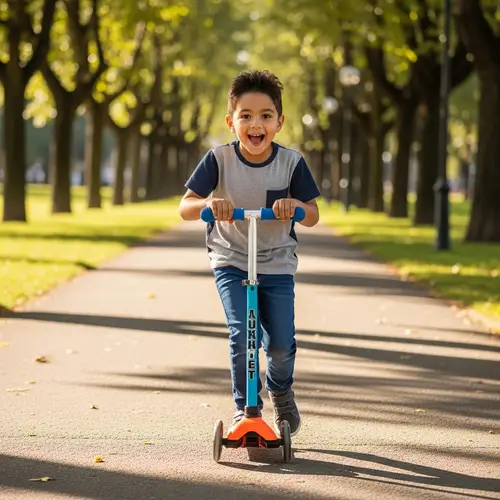 Juan Javier Riding Scooter | Joyful Hispanic Boy in Park