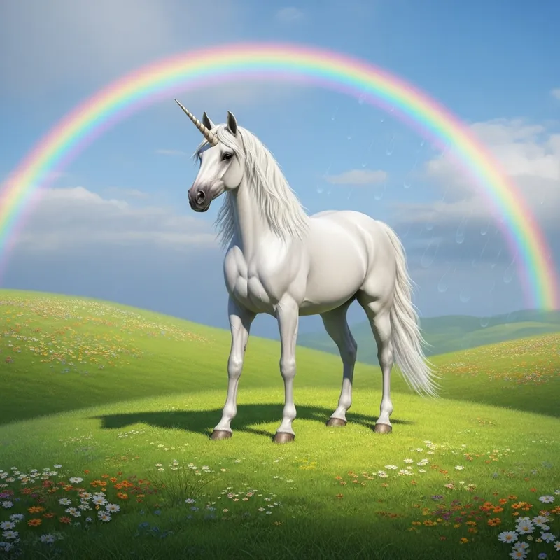 Majestic Unicorn with Rainbow
