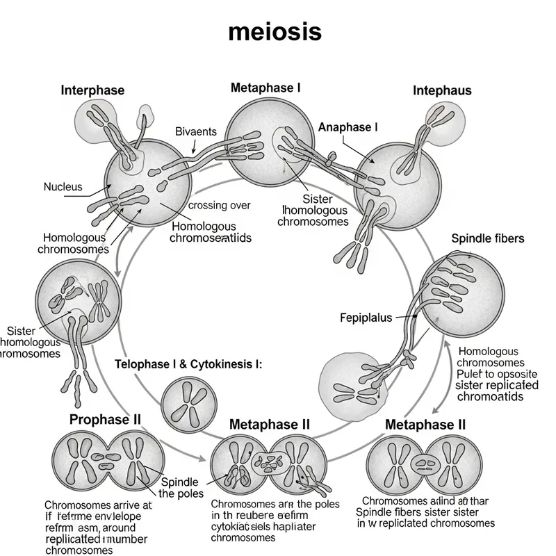 Detailed Stages of Meiosis: From Interphase to Telophase 2