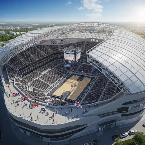 Modern Basketball Stadium Design with Retractable Roof