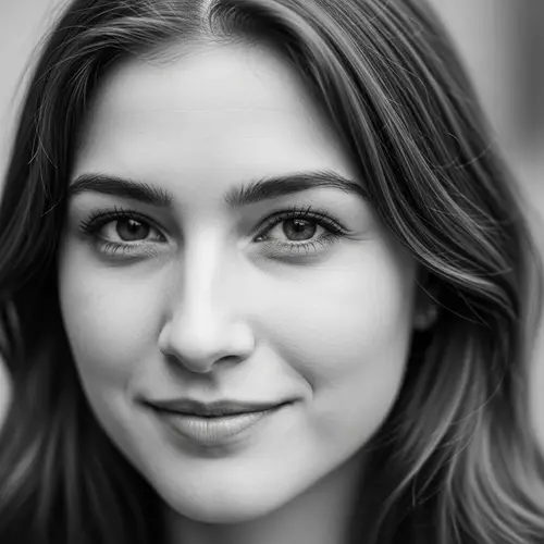 Natural Beauty: Young Brunette in Black and White Portrait