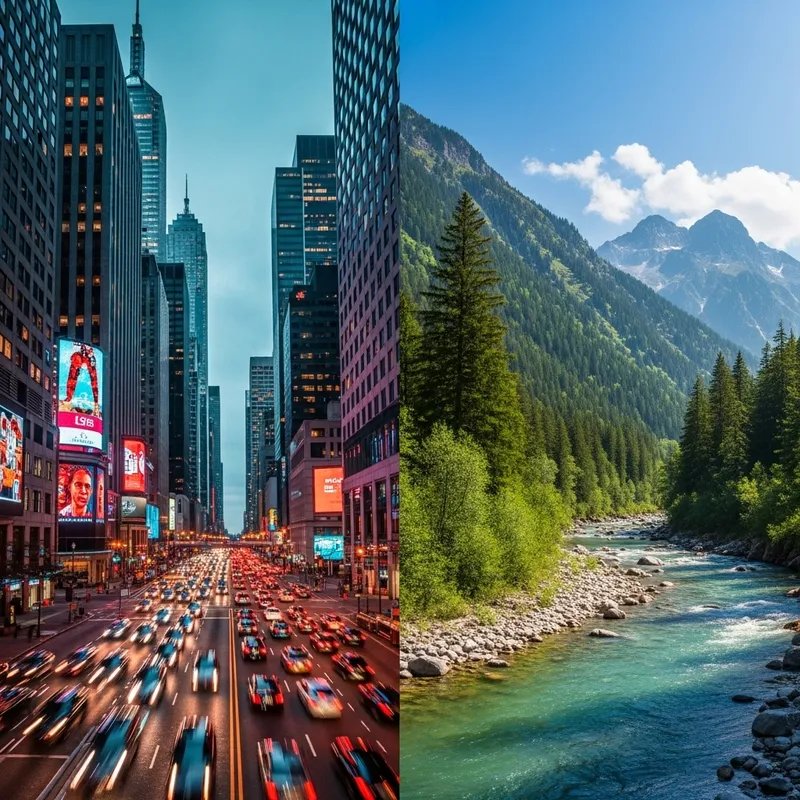 Distinct Worlds | Urban vs Natural Environments Wallpaper