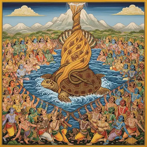 Samudra Manthan: Gods and Demons Engaged in Epic Churning