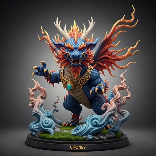 Vibrant Mythical Creature Sculpture | Fantasy-Inspired Artwork