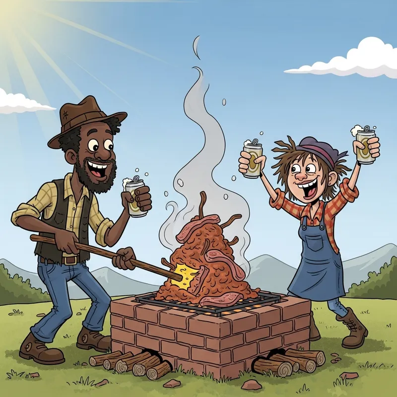 Cartoon Hillbilly BBQ: Smoking Meat & Drinking Beer