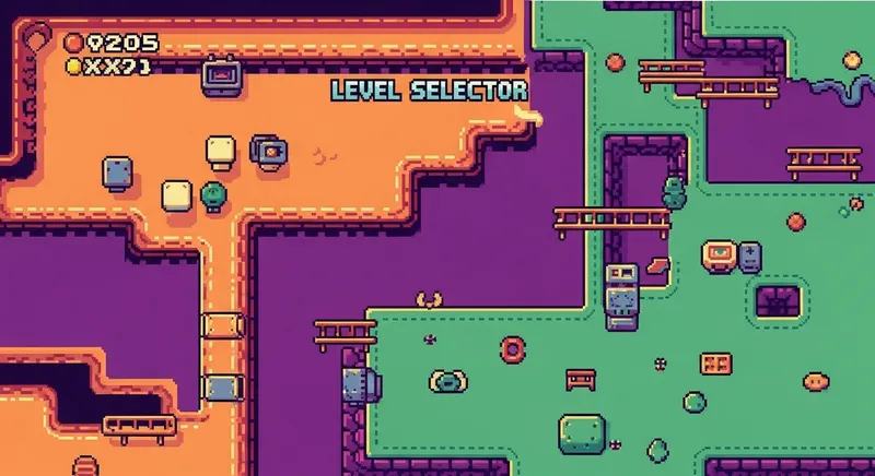 8-Bit Level Selector Map - Retro Game Nostalgia