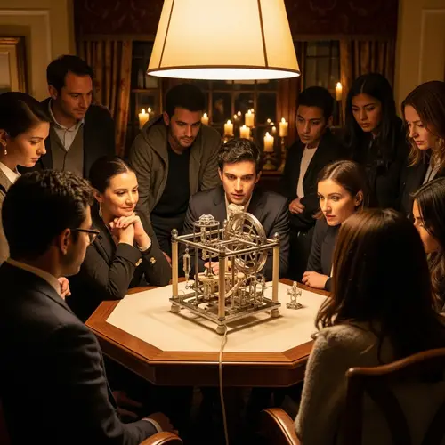 Intricately Designed Time Travel Mechanism in Luxurious Dining Room