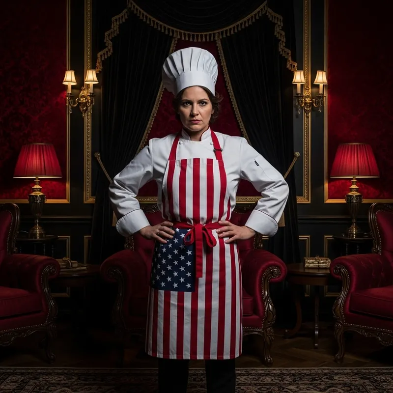 Mysterious British Lady: Chef in American Apron Mysterious British Lady: Chef in American Apron
