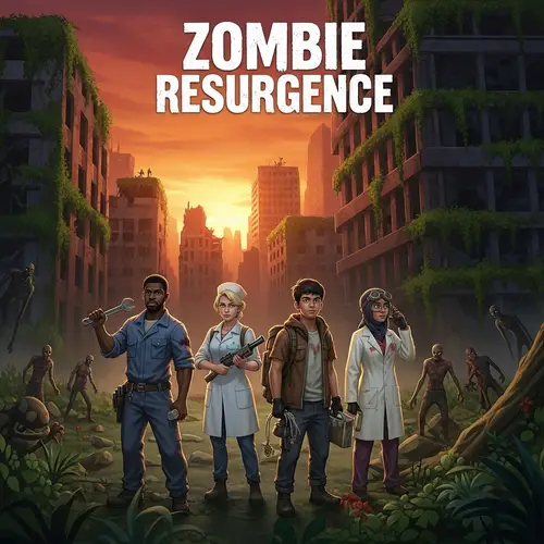 Zombie Resurgence - Survival Game Cover with Diverse Characters