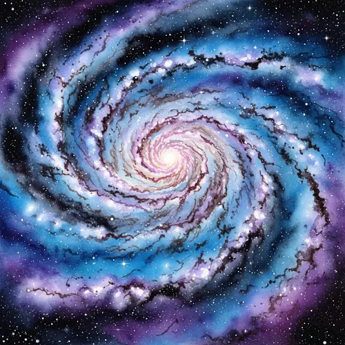 Vibrant Galaxy Watercolor Painting