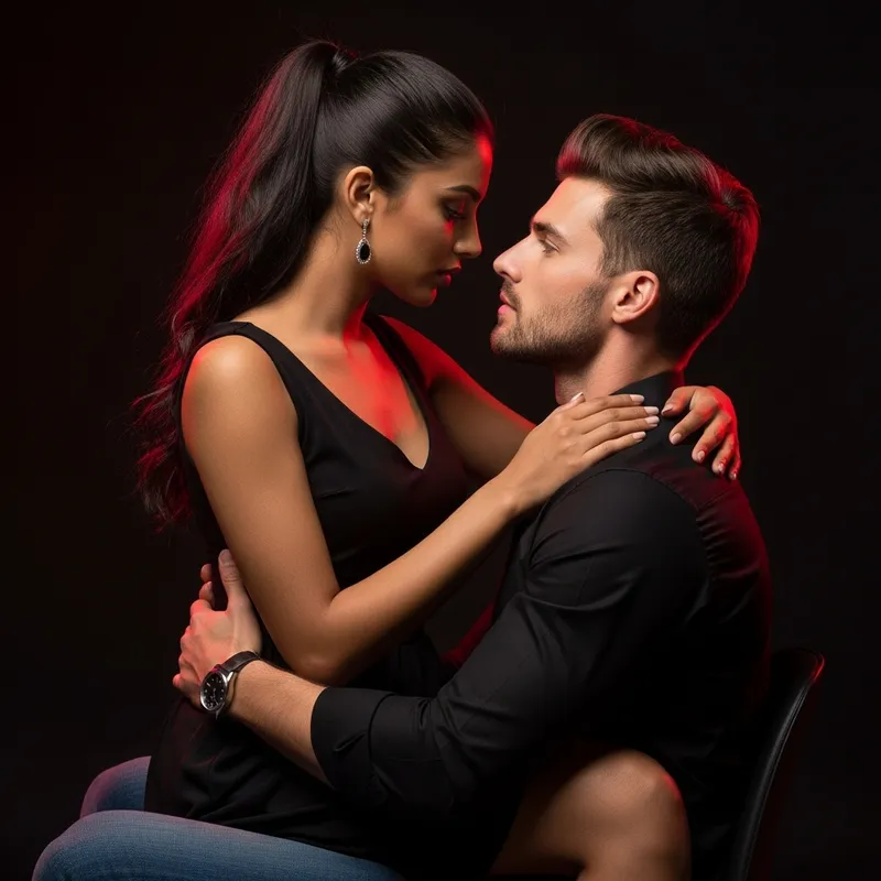 Intense Bond: Romantic Scene with South Asian Woman and American Man Intense Bond: Romantic Scene with South Asian Woman and American Man