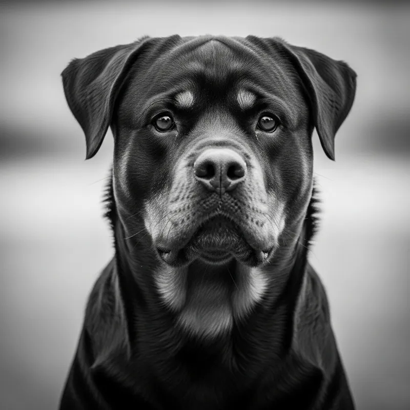 Black and White Rottweiler | High Resolution & Enhanced Lighting