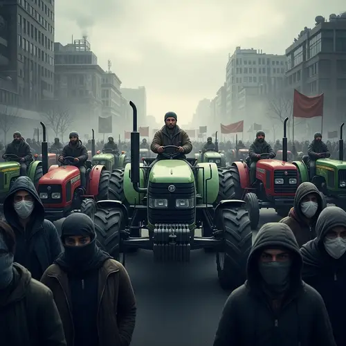Intense Protest by Diverse Farmers | Dystopian Setting