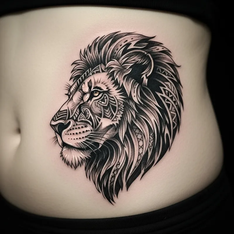 Fierce Lion Profile Tribal Tattoo Design | Masculine Energy Fierce Lion Profile Tribal Tattoo Design | Masculine Energy