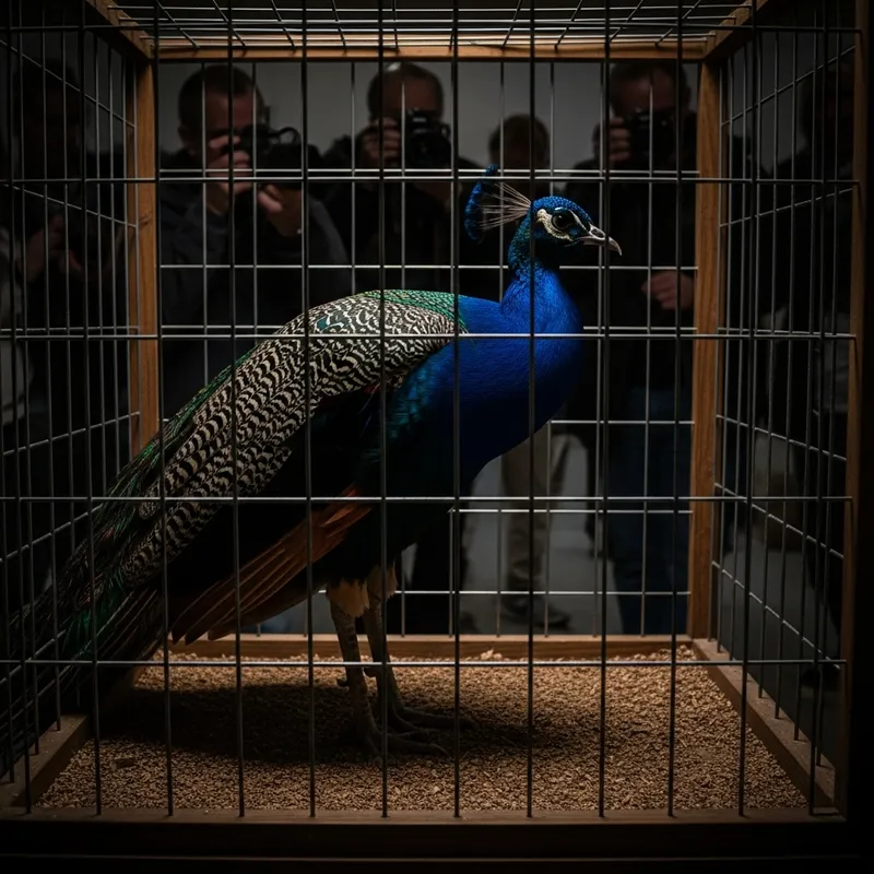 Colorful Peacock in Captivity with Dramatic Lighting | Canon EOS R5 Colorful Peacock in Captivity with Dramatic Lighting | Canon EOS R5