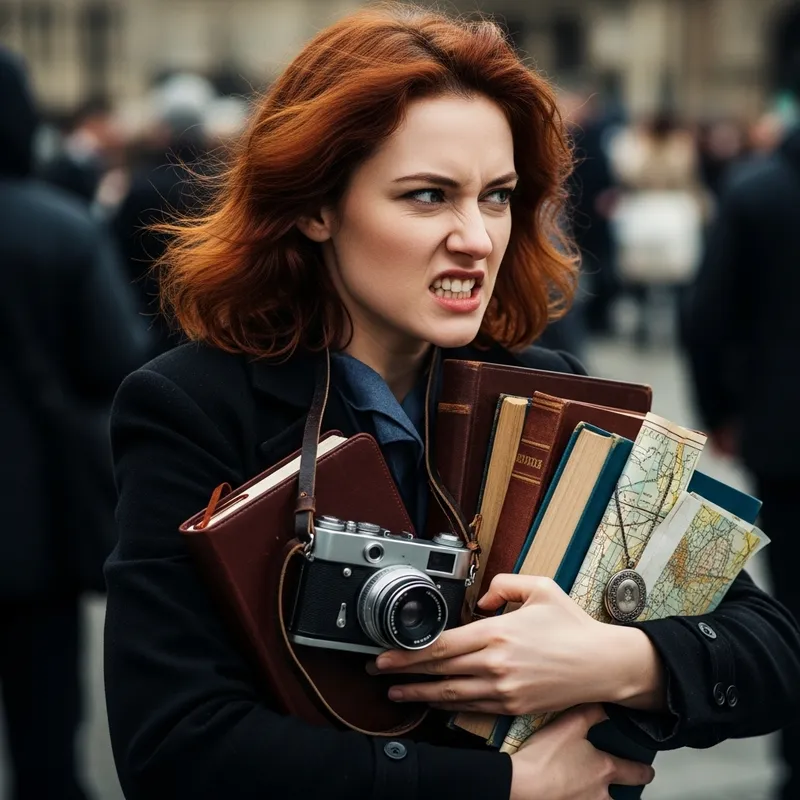 Portrait of Angry Woman Pushing Others Away, Holding Wealth Alone Portrait of Angry Woman Pushing Others Away, Holding Wealth Alone