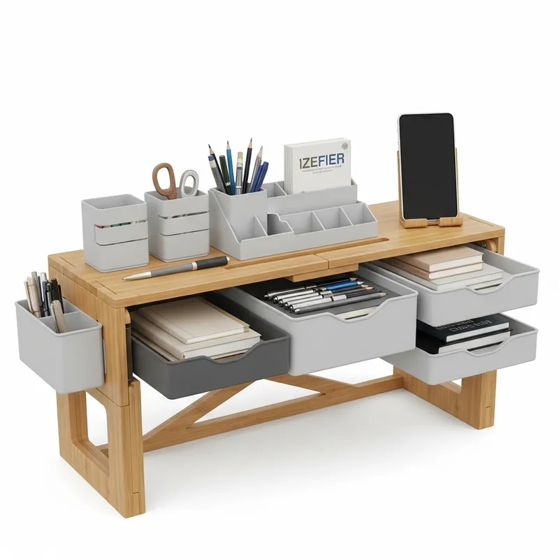 Flexible Desk | Modular Design with Interchangeable Compartments & Charging Stand