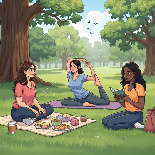 Diverse Women Enjoying Sunny Park: Shorts & Relaxation