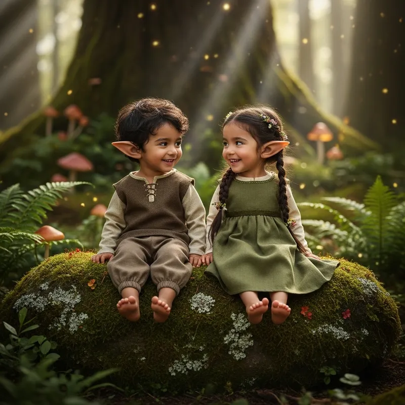 Adorable Elf Boy and Girl: A Sweet Friendship