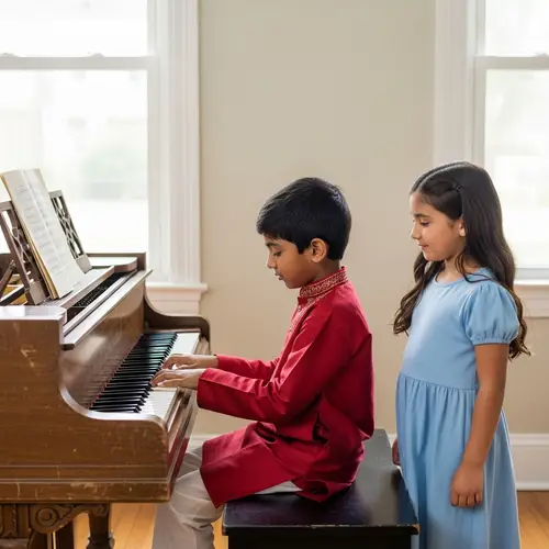 Enchanting Music Performance by South Asian Boy at Vintage Piano