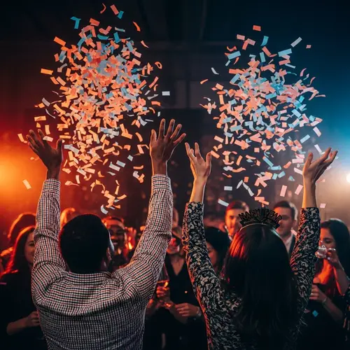 Vibrant New Year's Eve Celebration with Colorful Confetti