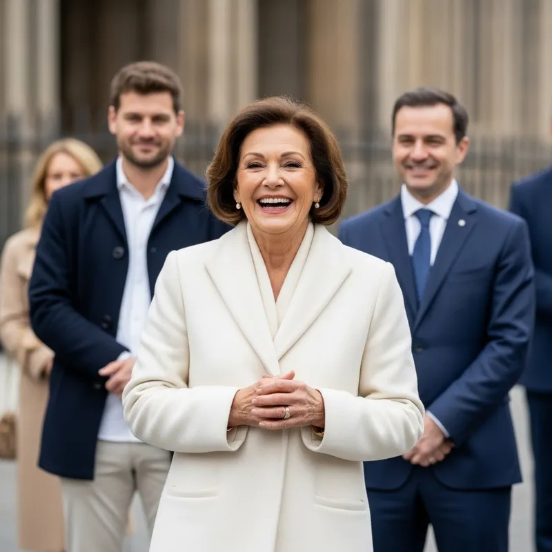 Joyful Tall Brunette Woman in 60s | White Coat Smiling Joyful Tall Brunette Woman in 60s | White Coat Smiling