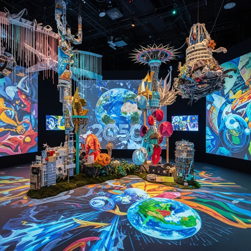 Futuristic Earth 2050: Sustainable Biodiversity Art Installation Futuristic Earth 2050: Sustainable Biodiversity Art Installation