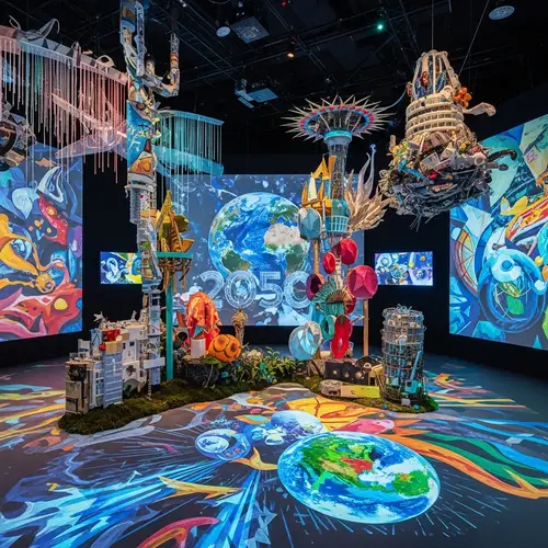Futuristic Earth 2050 Installation: Sustainable Biodiversity & Art