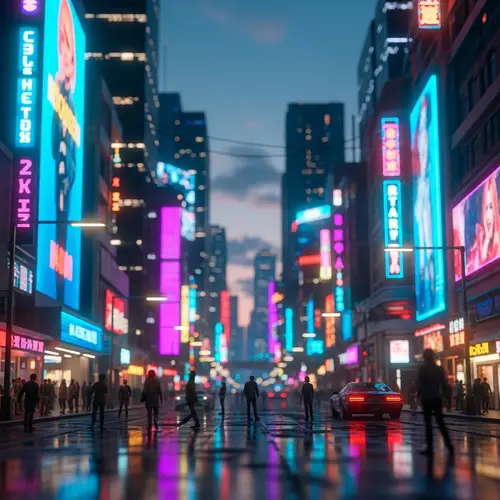 Futuristic Cyberpunk Cityscape at Dusk
