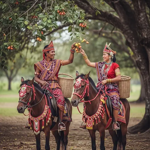 Local Inhabitants of Sumba Island Harvesting Cashew Nuts