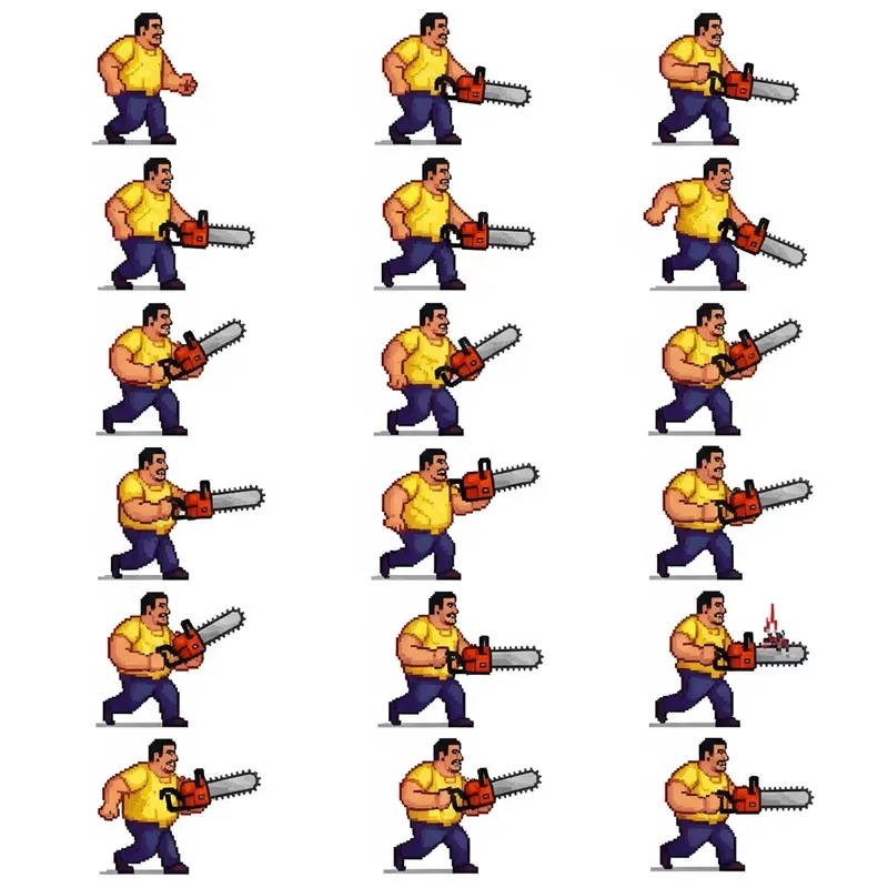 Pixel Art Chainsaw Fat Man Sprite Sheet Pixel Art Chainsaw Fat Man Sprite Sheet
