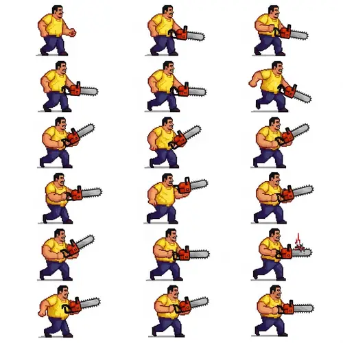Pixel Art Chainsaw Fat Man Sprite Sheet