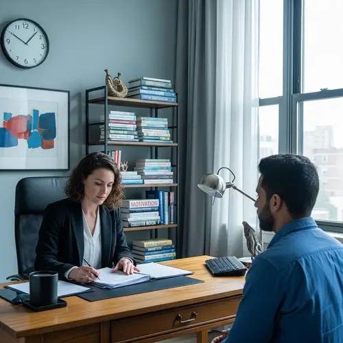 Professional Psychologist Analyzing Case Files in Office