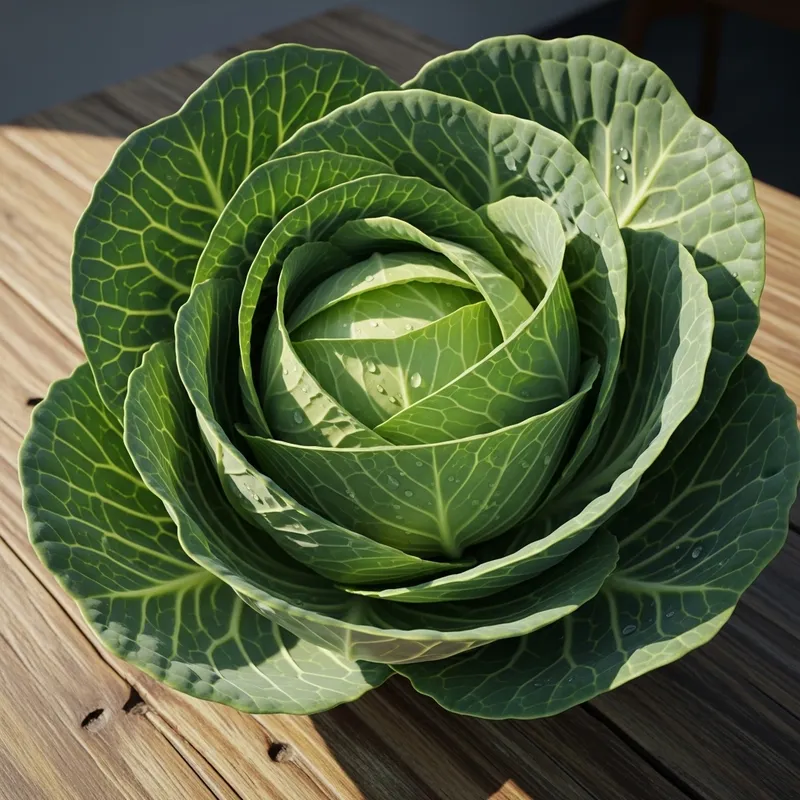 Vibrant Green Cabbage Close-Up Image