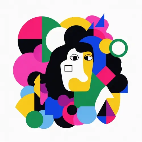 Intriguing Abstract Illustration with Shapes and Vibrant Colors