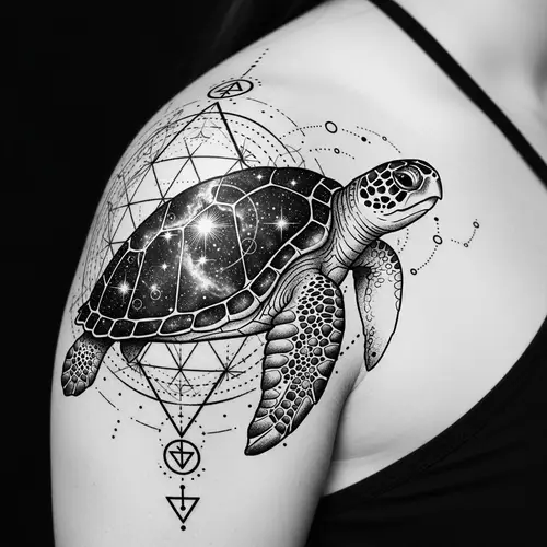 Spiritual Sea Turtle Shoulder Tattoo Design