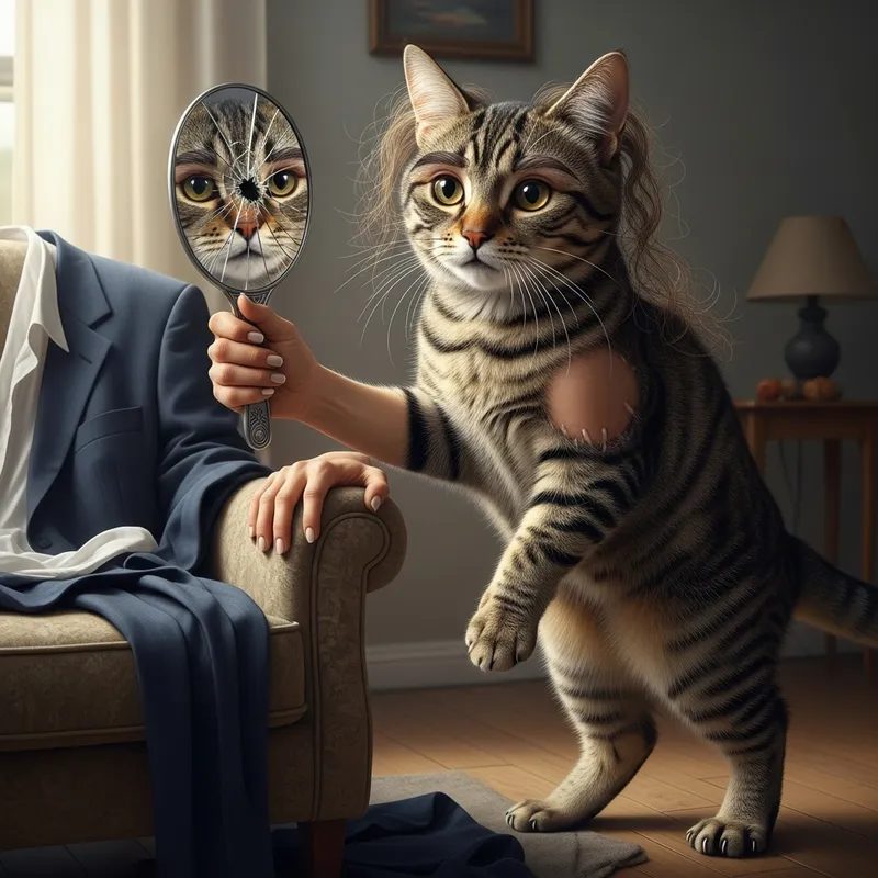 Startling Transformation: Human to Cat in Image