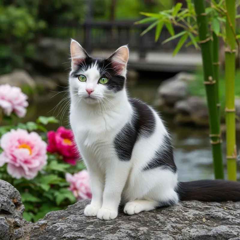 Exquisite Chinese Cat with Emerald Eyes and Luxurious Coat Exquisite Chinese Cat with Emerald Eyes and Luxurious Coat