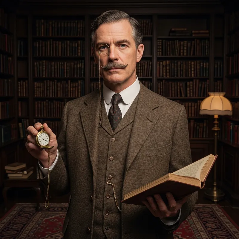 Edwardian Era Gentleman: Vintage Portrait in Library