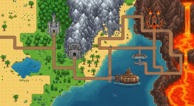 Pixel Adventure: Top-Down View Pixel Art Game Level Selector