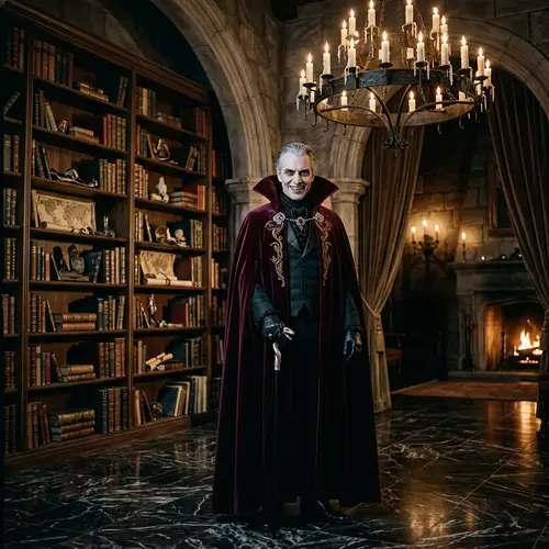 Sinister Villain in Dimly Lit Room | Masterful Middle-aged Male