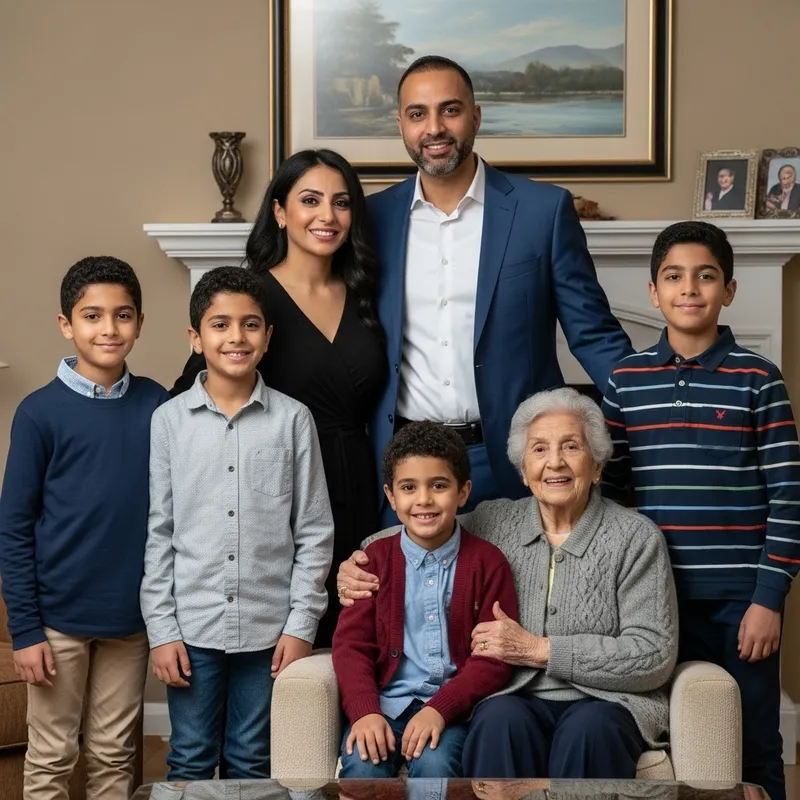 Multigenerational Family Portrait in Living Room