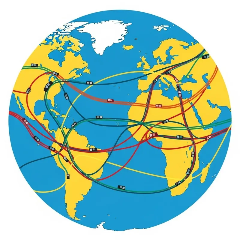 Global Interstate Clipart: Artistic Network of Highways Across Continents